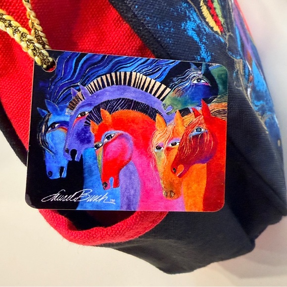 LAUREL BURCH Wild Horses of Fire Hobo Tote Bag Zipper Multicolor Canvas 15”x9” - Picture 11 of 16